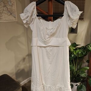 White Mini Dress with Ruffle Detail